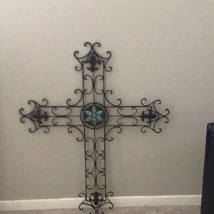 Home decor cross with turquoise